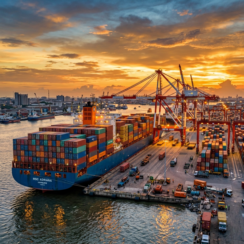 Cargo ship at port